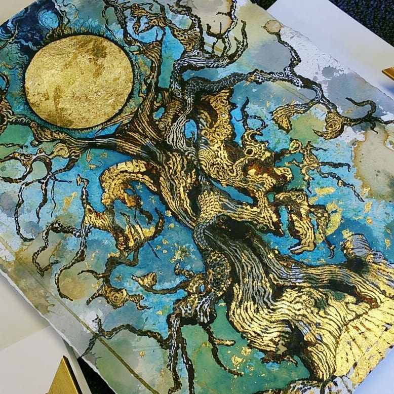 Mixed media work by Cody Chamberlain.