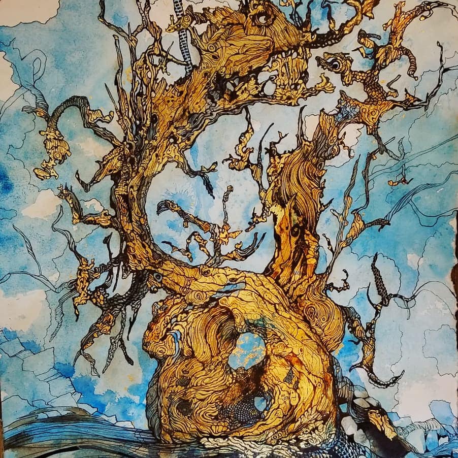 Mixed media work by Cody Chamberlain.